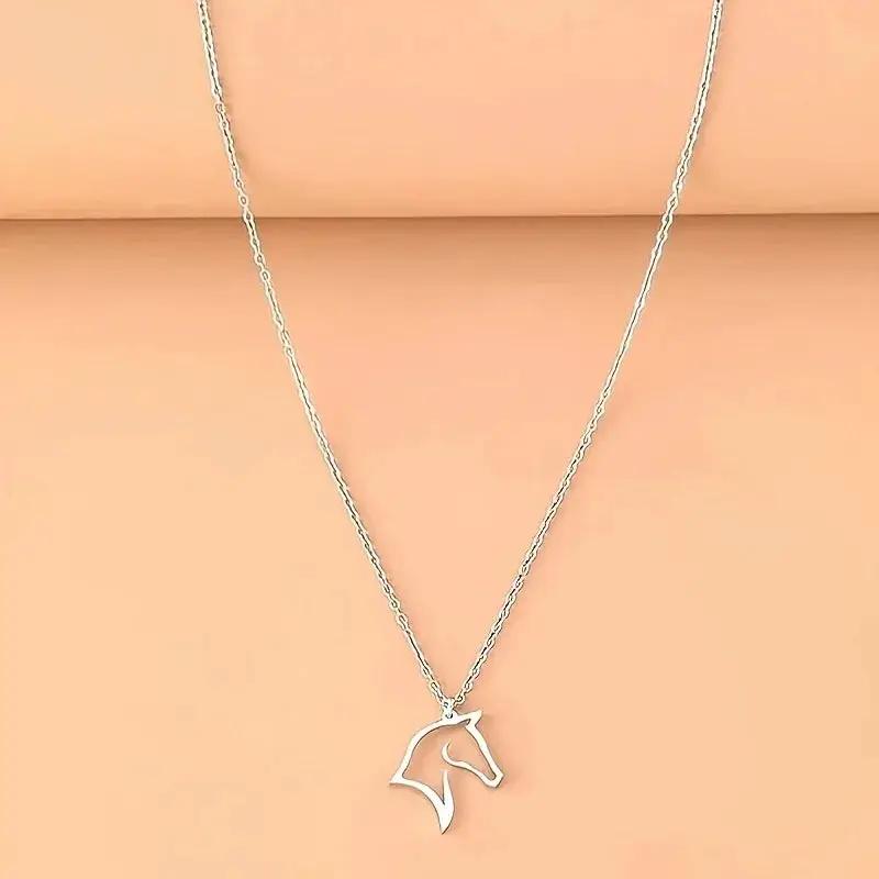 Necklace - Minimalist Metal Horse Head Pendant by House Of Avana