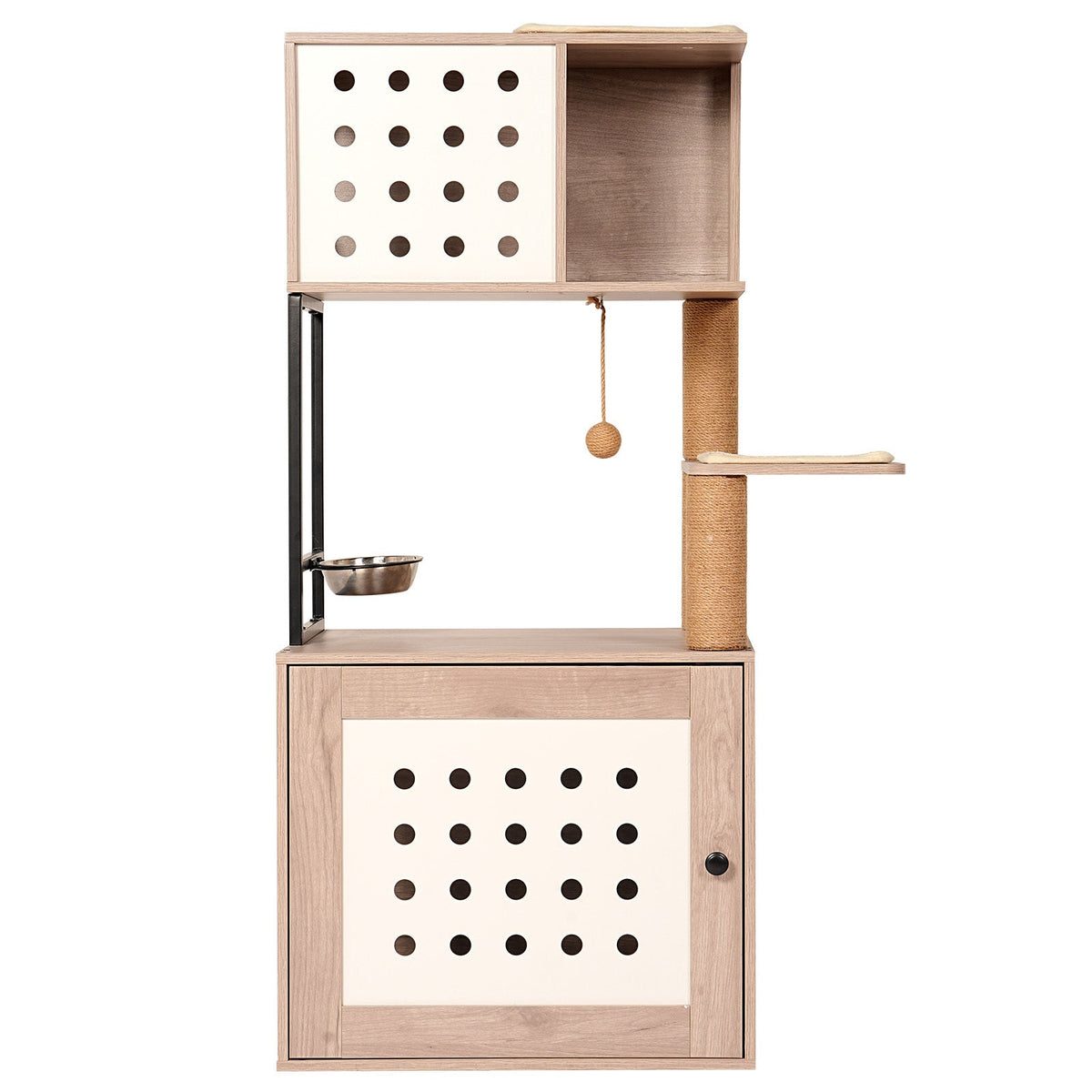 Cat Tree with Litter Box Enclosure and Large Hammock - Gray & White, photo 9 of 13