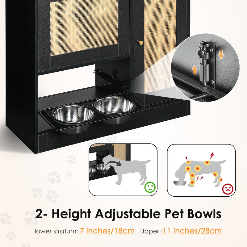 Feeding Station with 2 Lockers and Elevated Bowls - Black, photo 13 of 13