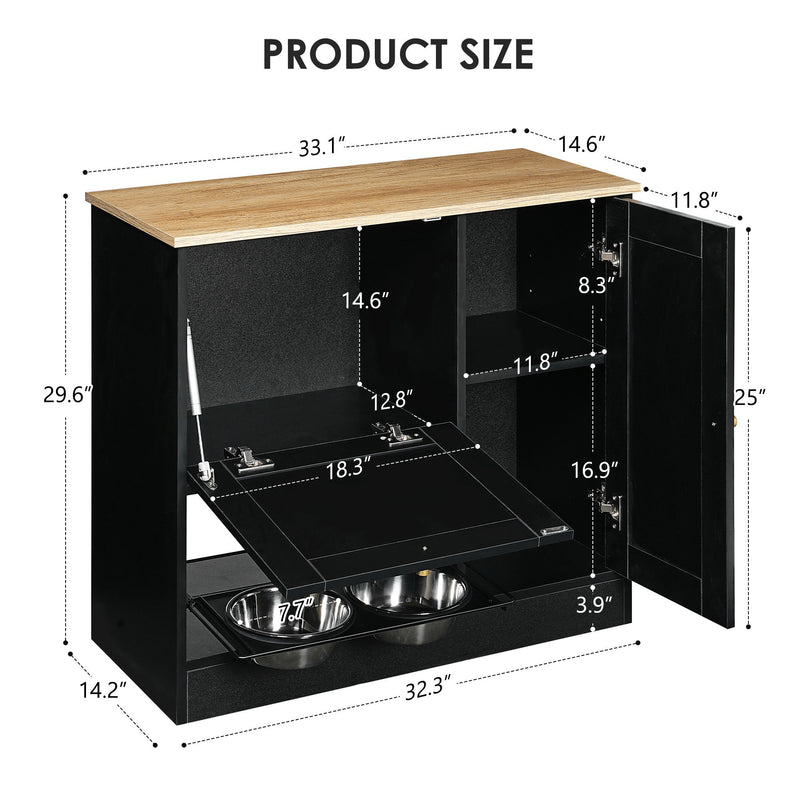 Feeding Station with 2 Lockers and Elevated Bowls - Black, photo 8 of 13