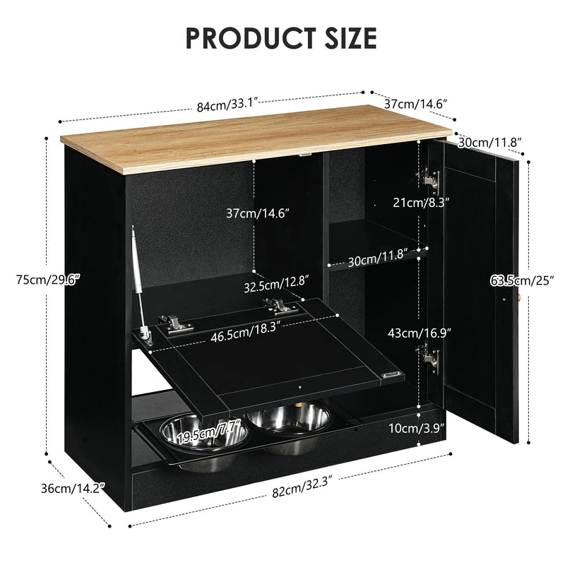 Feeding Station with 2 Lockers and Elevated Bowls - Black, photo 9 of 13