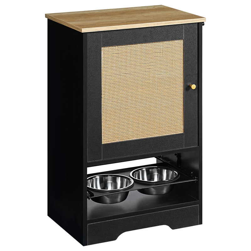 Feeding Station with Storage Cabinet and Stainless Steel Bowls - Black, photo 13 of 13