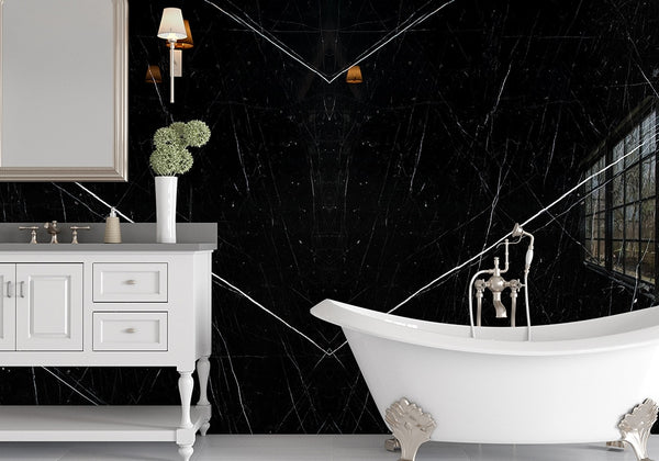 Negro Marquina Polished Marble Slab Random room scene