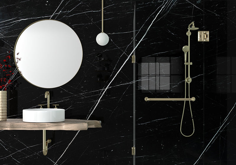 Negro Marquina Polished Marble Slab Random room scene 2