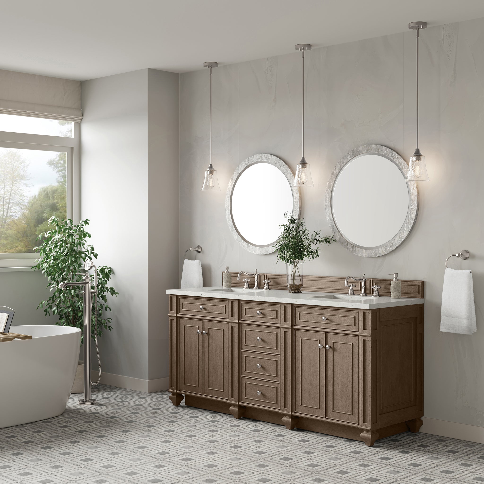James Martin Bristol 72" Double Bathroom Vanity, Whitewashed Walnut, view 23