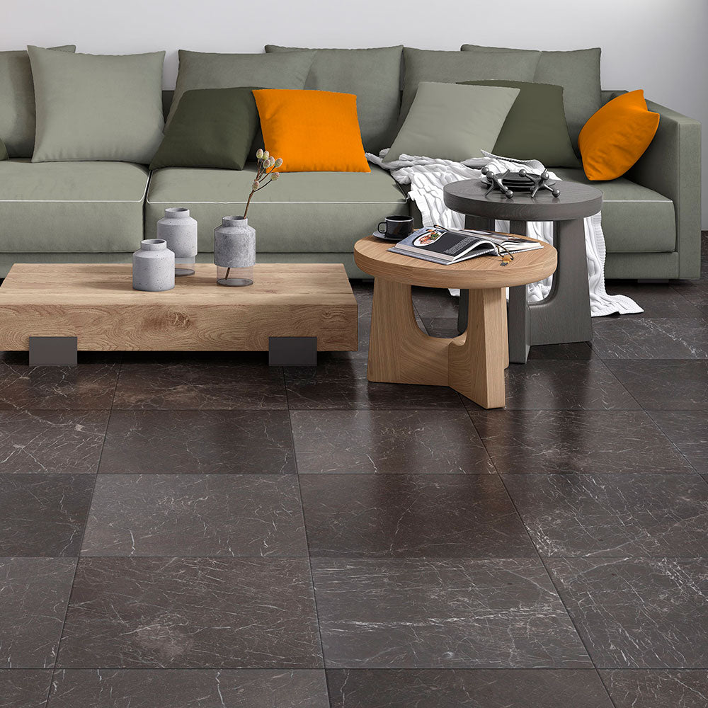 Nero Brushed Marble Tiles 16x16 Marble Brushed 18x18 Tiles — 2
