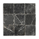 Nero Marquina Premium Tumbled Marble Tiles 4x4