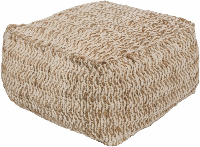 Netcong Tan Jute Pouf - Clearance by Boutique Rugs