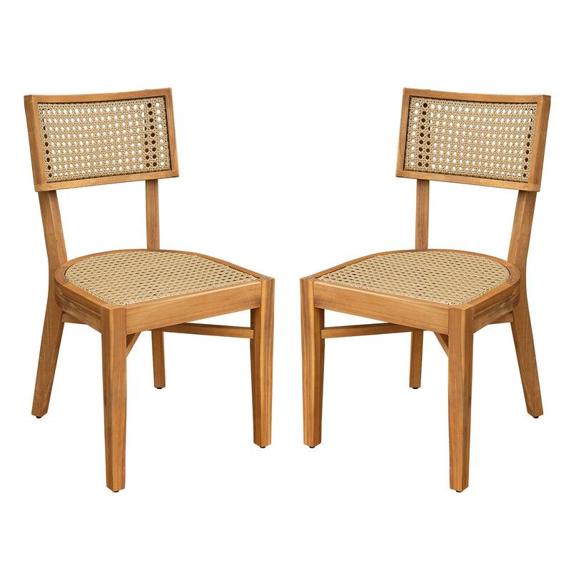 Netro Acacia Wood Dining Chair with Light Brown Wicker