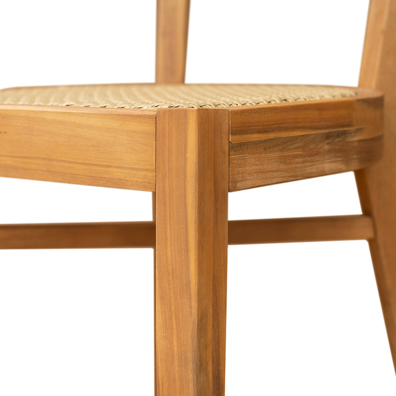 Netro Acacia Wood Dining Chair with Light Brown Wicker, photo 13 of 19