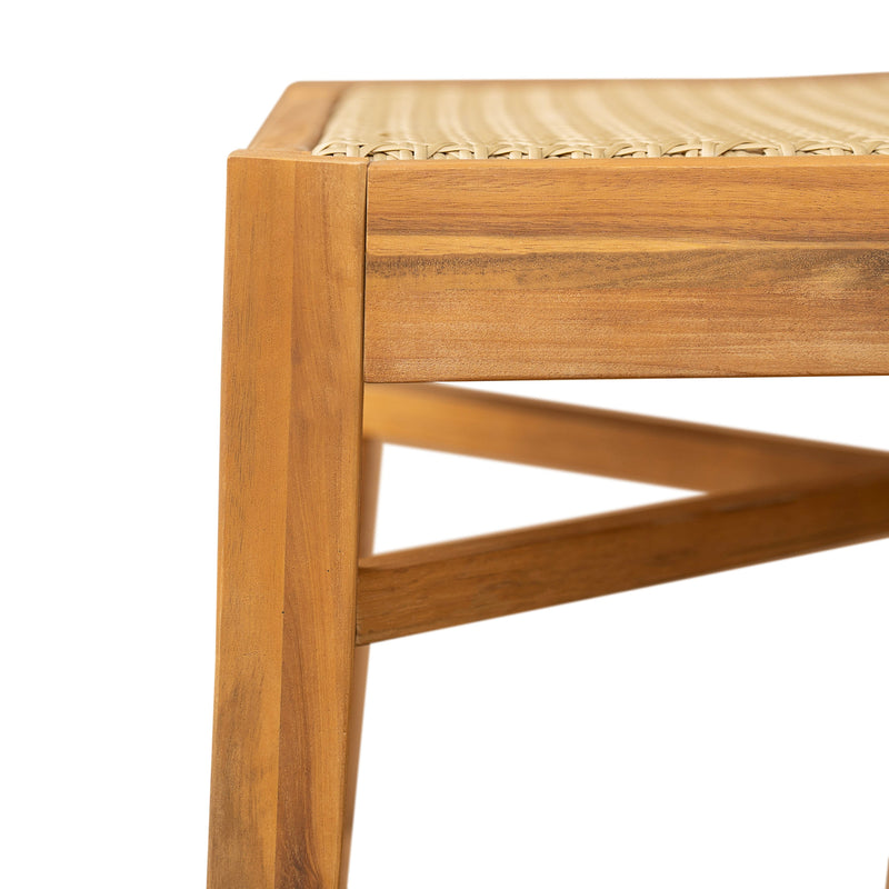 Netro Acacia Wood Dining Chair with Light Brown Wicker, photo 14 of 19