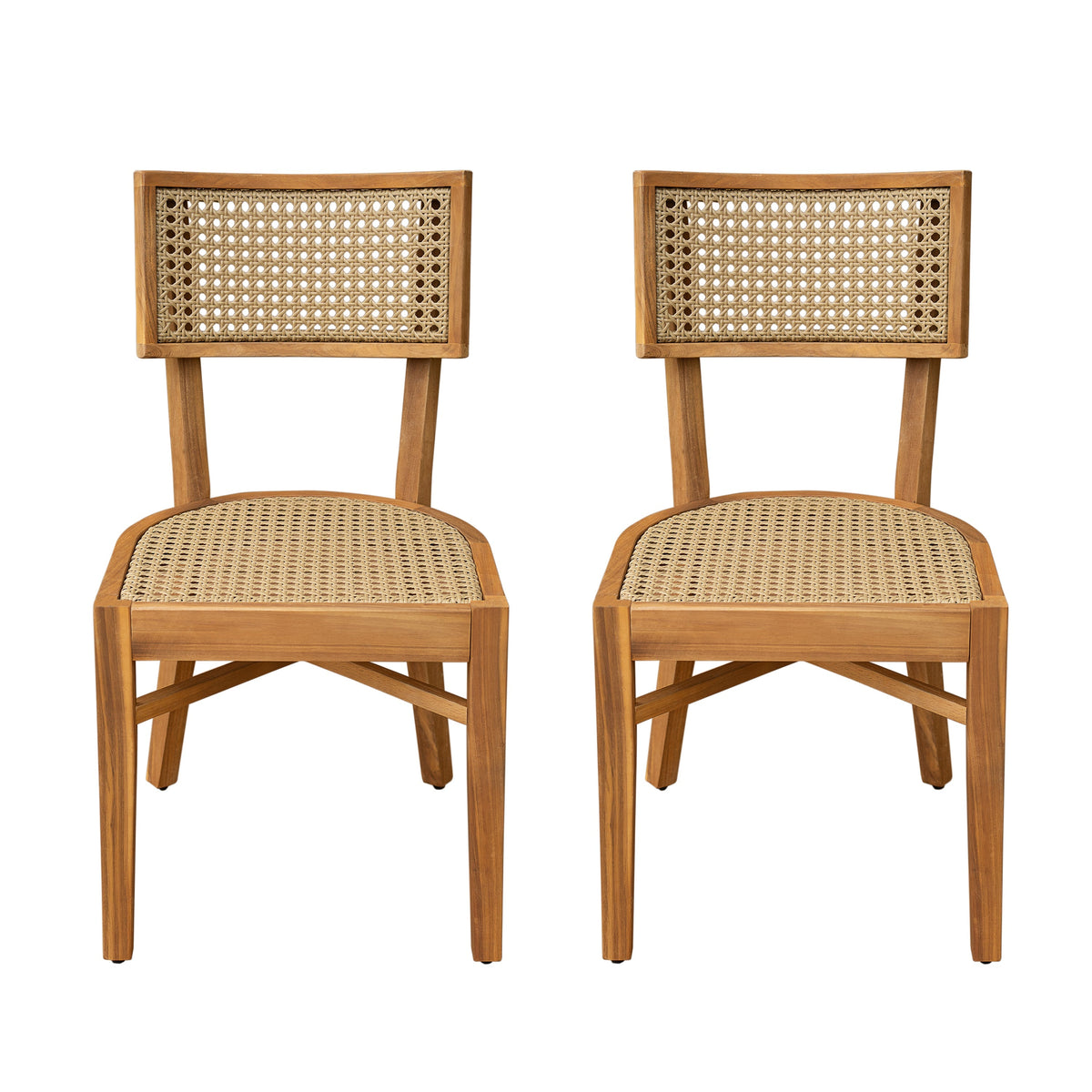 Netro Acacia Wood Dining Chair with Light Brown Wicker, photo 3 of 19