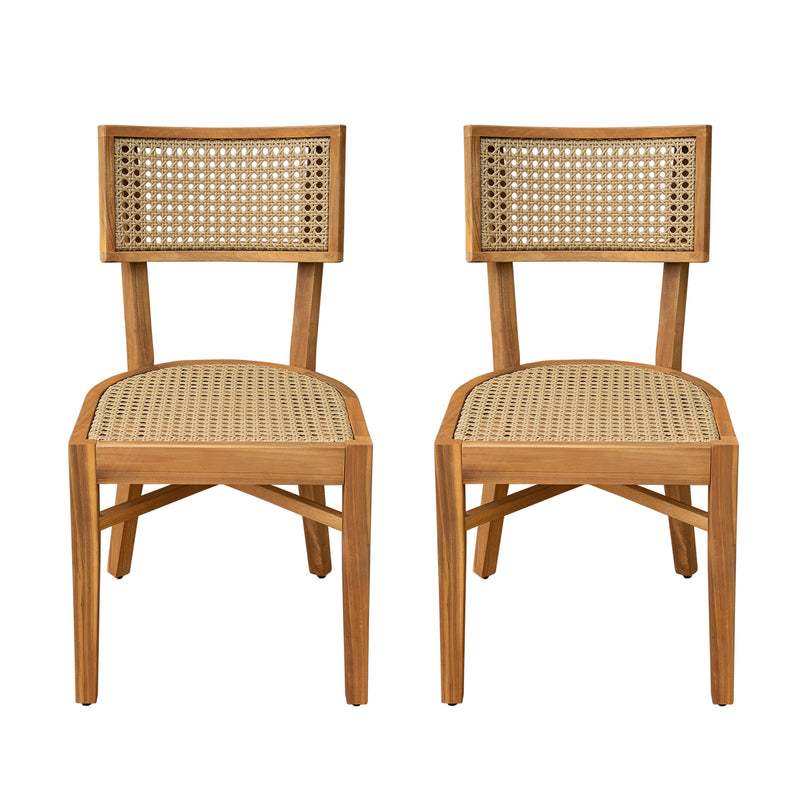 Netro Acacia Wood Dining Chair with Light Brown Wicker, photo 3 of 19
