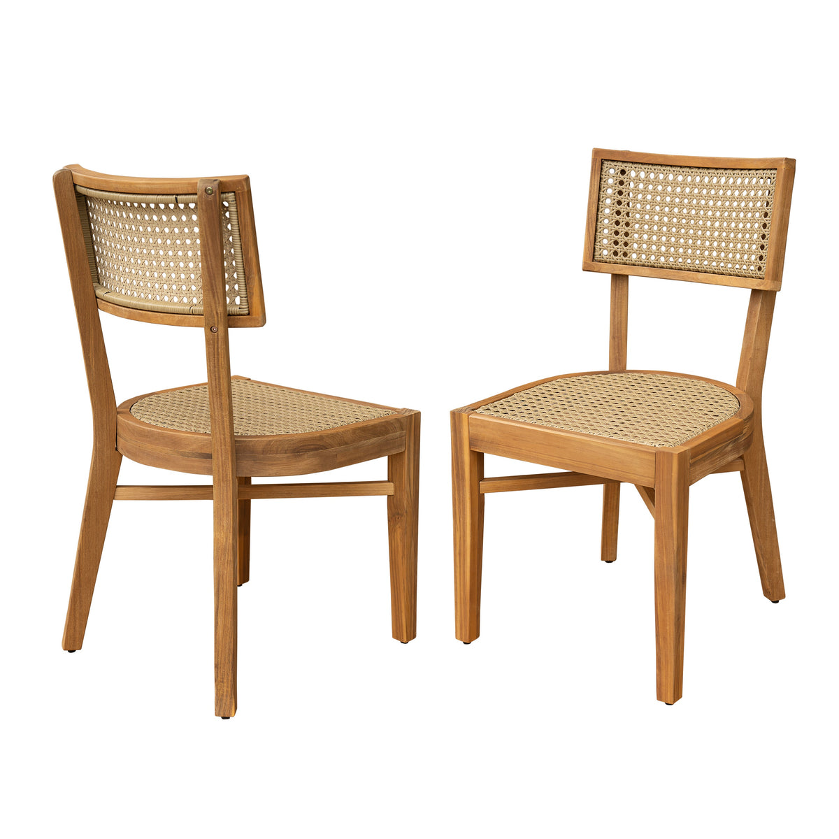 Netro Acacia Wood Dining Chair with Light Brown Wicker, photo 4 of 19