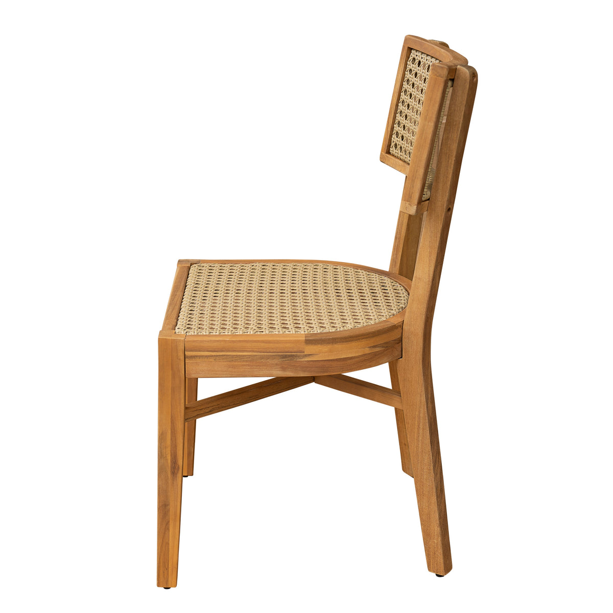 Netro Acacia Wood Dining Chair with Light Brown Wicker, photo 7 of 19