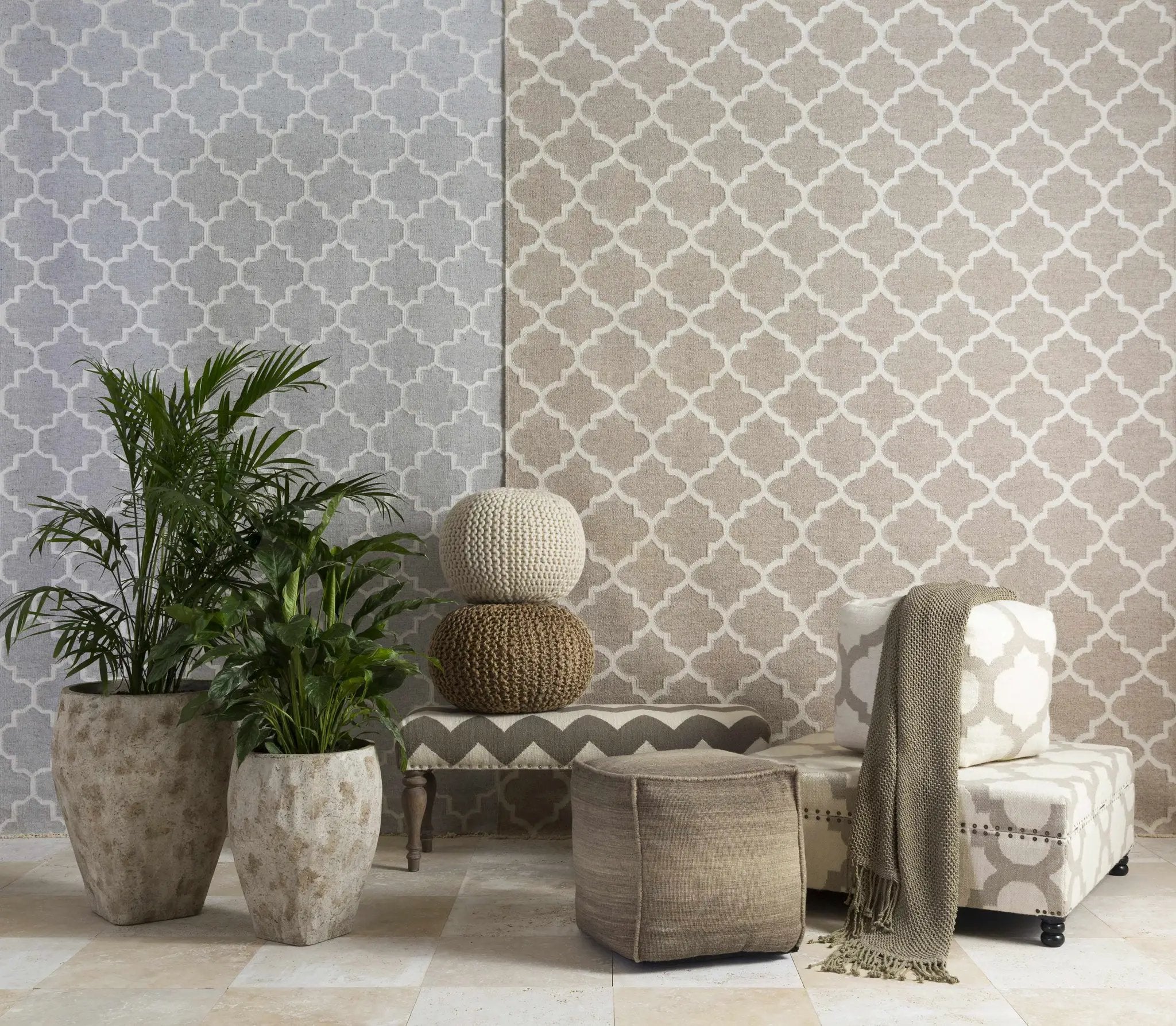 Cardin Charcoal Trellis Wool&Viscose Rug - Clearance by Boutique Rugs