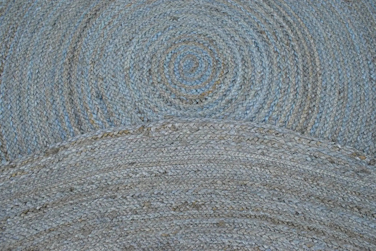 100% All Natural Fiber Hand Braided Boho Blue Round Jute Rug | JR1 by The Rug Decor