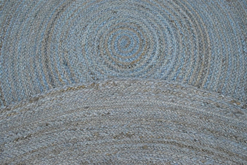 100% All Natural Fiber Hand Braided Boho Blue Round Jute Rug | JR1 by The Rug Decor