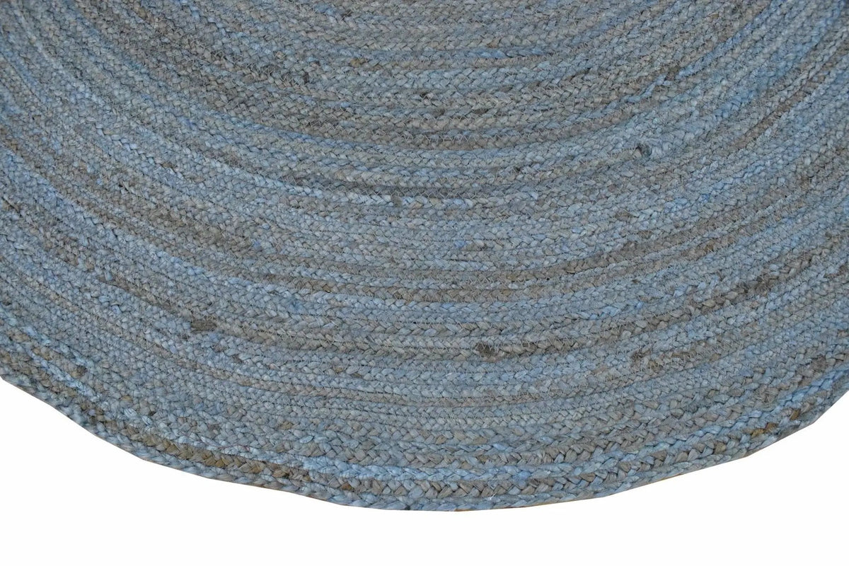 100% All Natural Fiber Hand Braided Boho Blue Round Jute Rug | JR1 by The Rug Decor