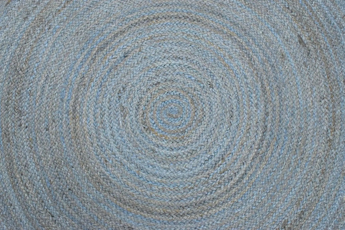 100% All Natural Fiber Hand Braided Boho Blue Round Jute Rug | JR1 by The Rug Decor