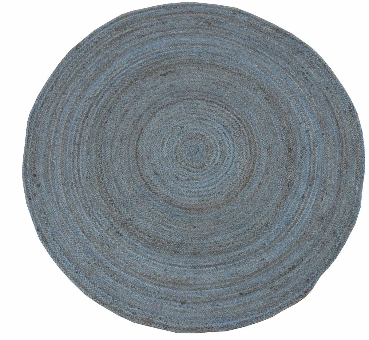 100% All Natural Fiber Hand Braided Boho Blue Round Jute Rug | JR1 by The Rug Decor