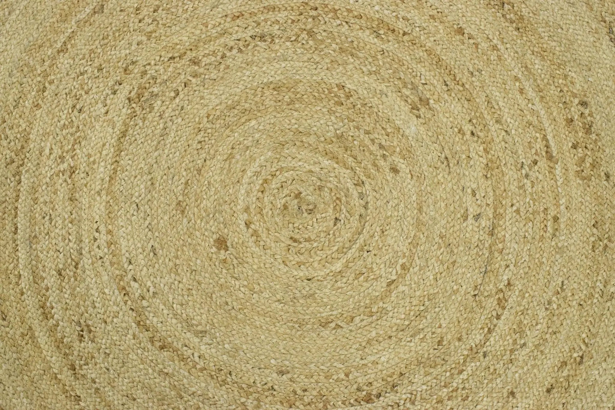 100% ALL NATURAL FIBER HAND BRAIDED BOHO WHITE ROUND JUTE RUG | JR4 by The Rug Decor