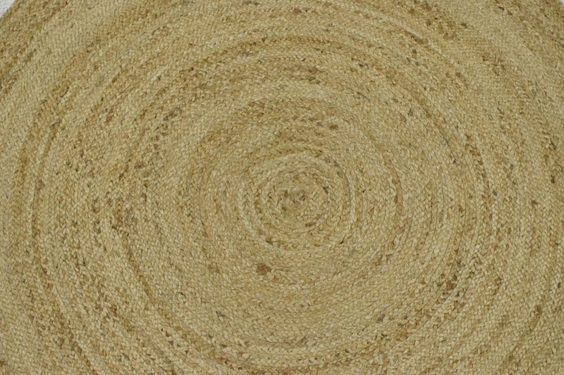 100% ALL NATURAL FIBER HAND BRAIDED BOHO WHITE ROUND JUTE RUG | JR4 by The Rug Decor