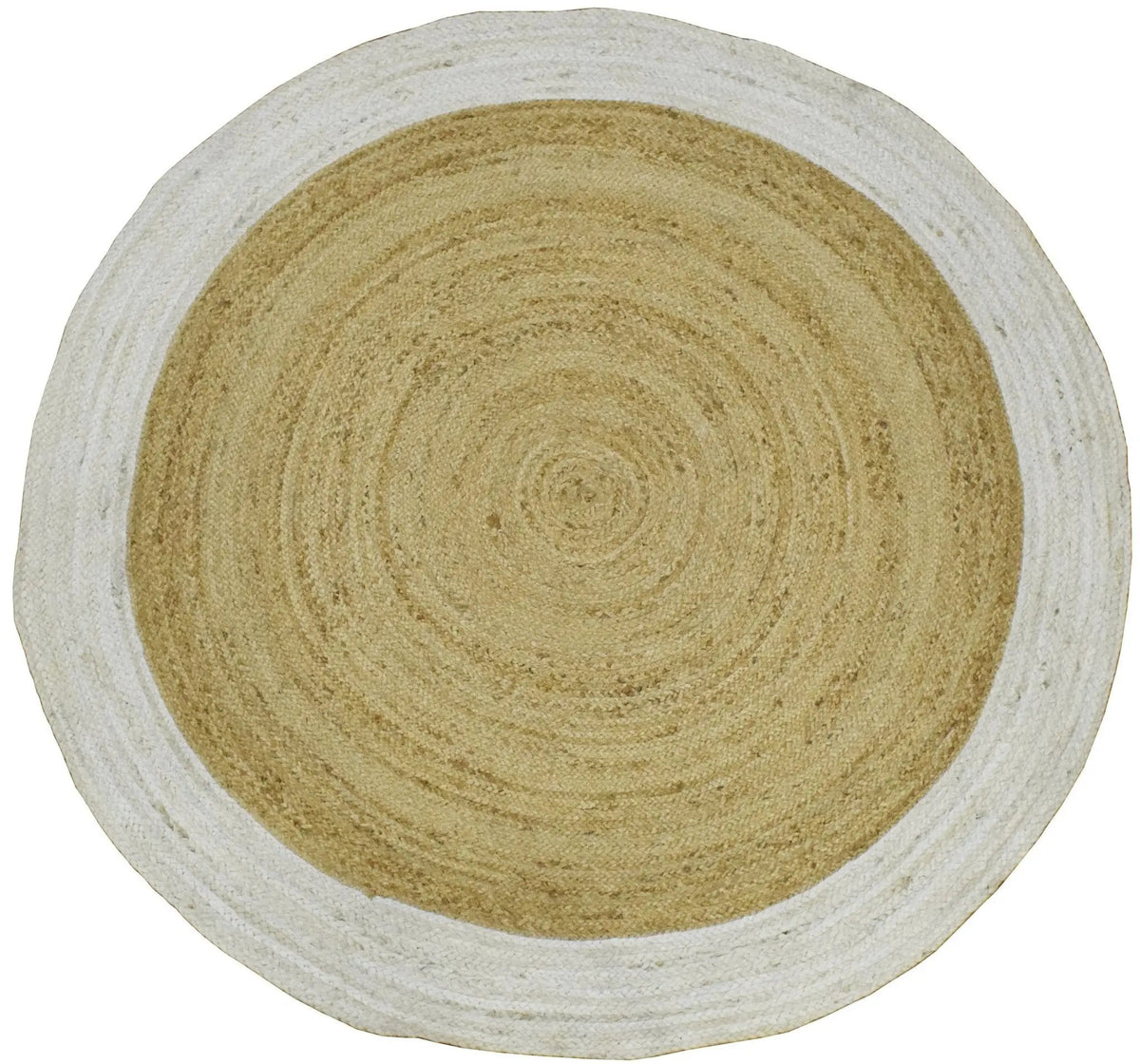 100% ALL NATURAL FIBER HAND BRAIDED BOHO WHITE ROUND JUTE RUG | JR4 by The Rug Decor