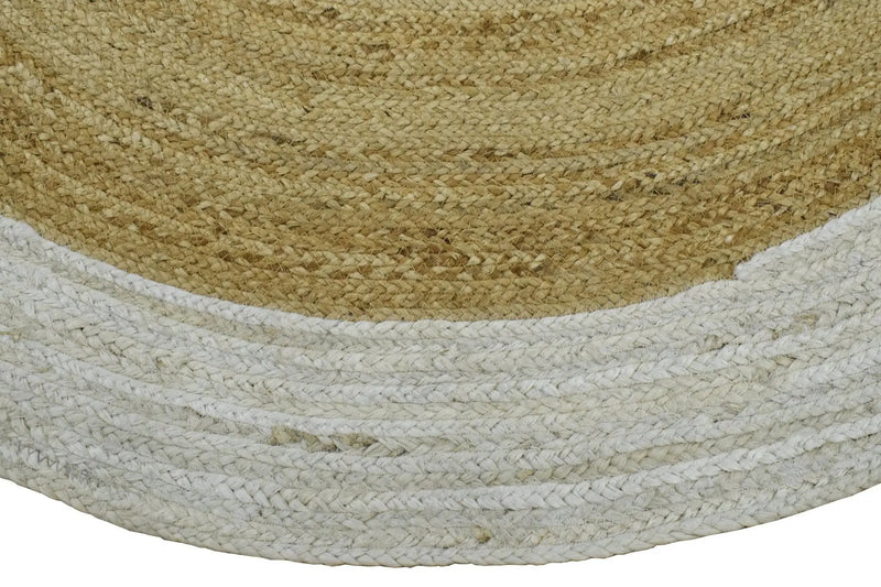 100% ALL NATURAL FIBER HAND BRAIDED BOHO WHITE ROUND JUTE RUG | JR4 by The Rug Decor