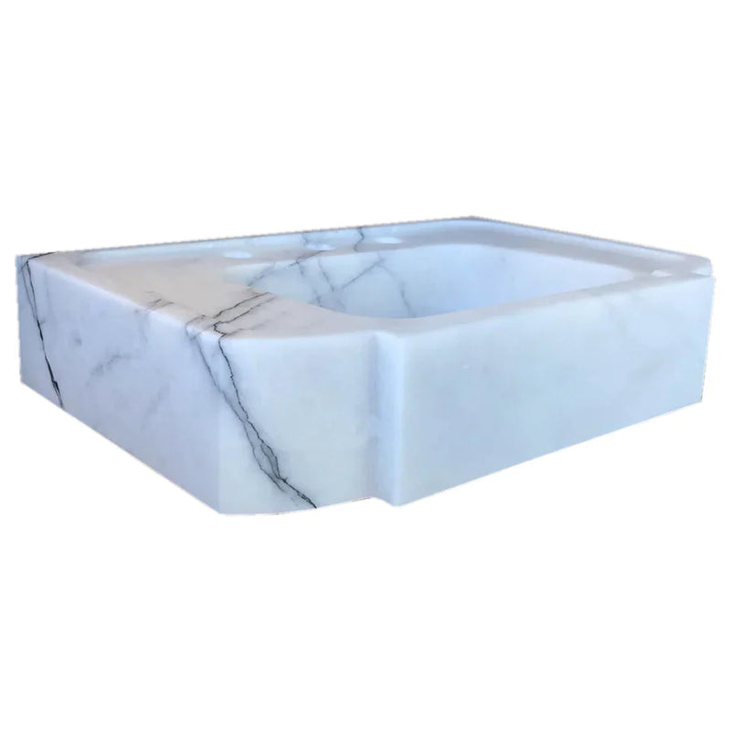 New York White Marble Wall-mount Bathroom Sink Polished (W)18" (L)28" (H)6" by GobekDesign