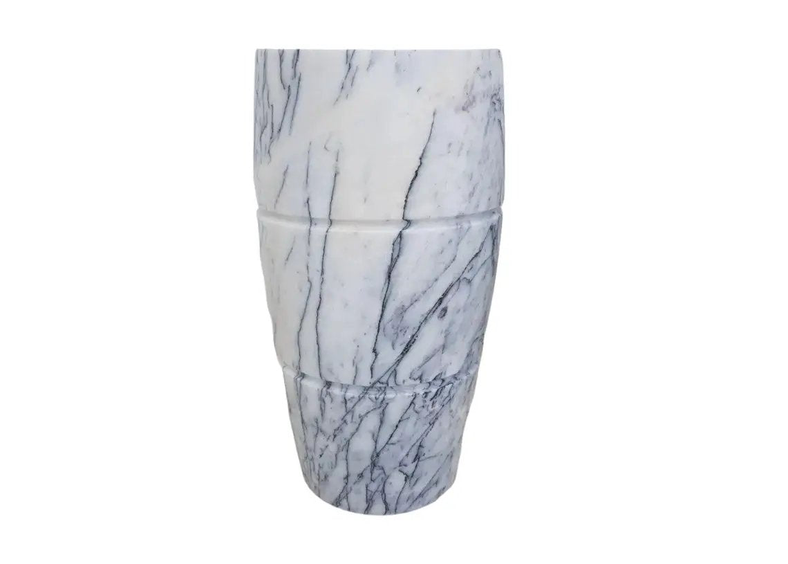 Turkish Marble Curved Pedestal Sink - Sculptural Design 22x34 by GobekDesign
