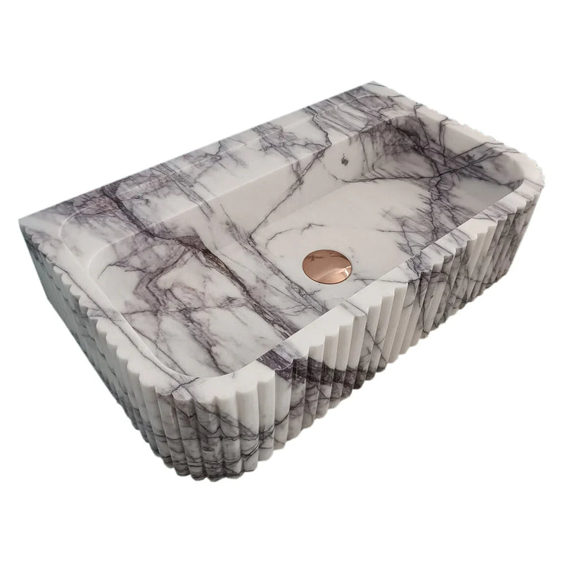 New York Marble Wall-mount Bathroom Sink Ribbed Textured (W)14" (L)24" (H)6" by GobekDesign