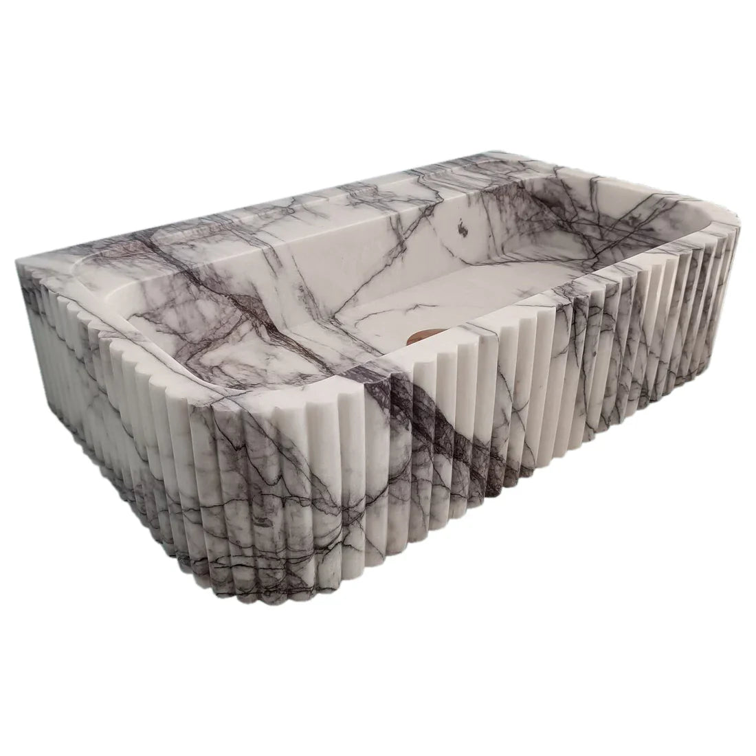 New York Marble Wall-mount Bathroom Sink Ribbed Textured (W)14" (L)24" (H)6" by GobekDesign