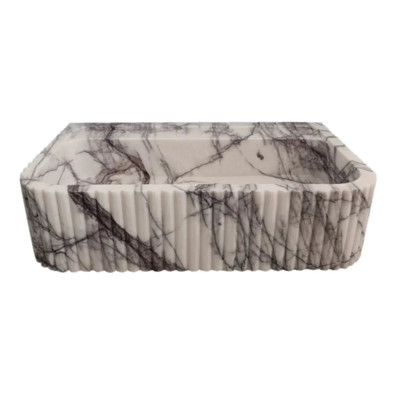 New York Marble Wall-mount Bathroom Sink Ribbed Textured (W)14" (L)24" (H)6" by GobekDesign