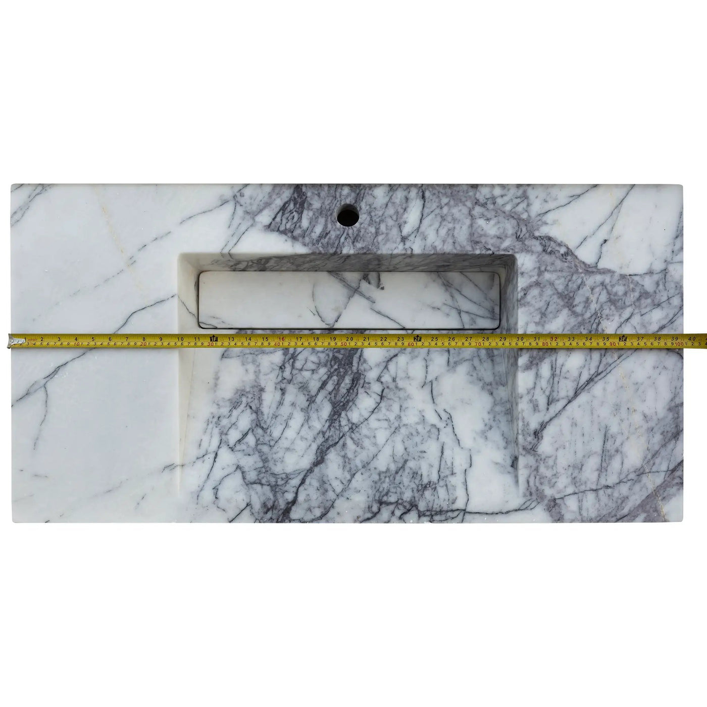 Turkish Marble Wall Mount Bathroom Sink Polished 20x40 Hidden Drain by GobekDesign