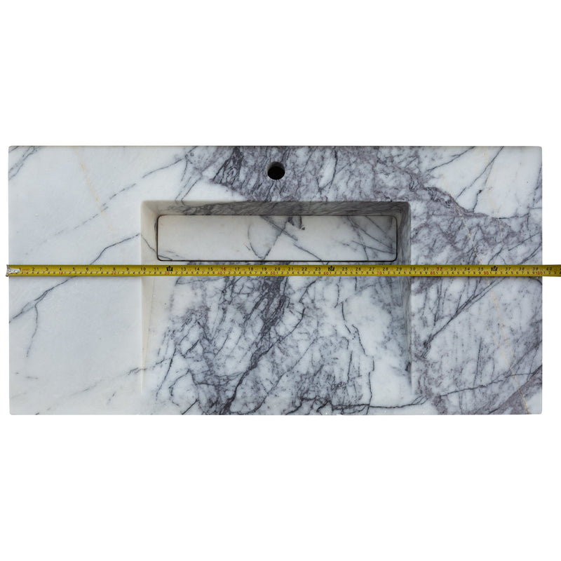 New York Marble Wall-mount Bathroom Sink Hidden Drain Polished (W)20" (L)40" (H)8" by GobekDesign
