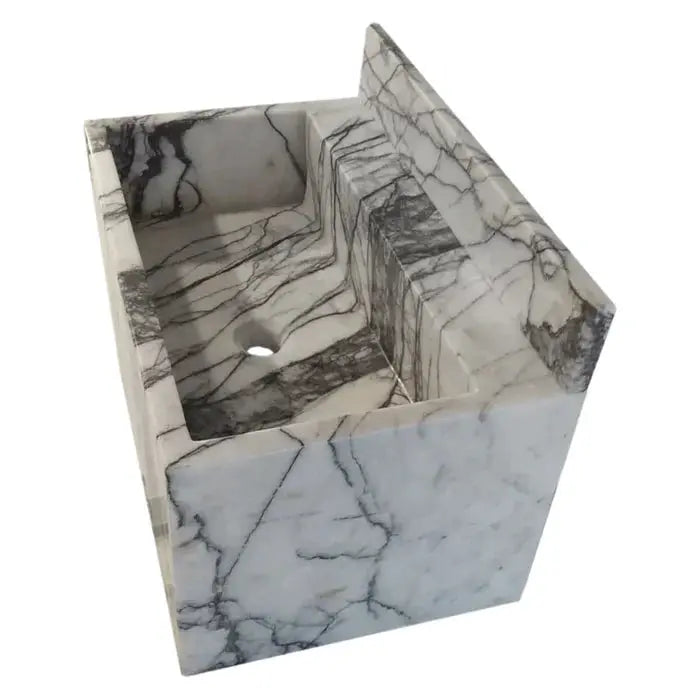 Turkish Marble Wall-Mount Bathroom Sink with Backsplash 16 x 24 x 12 by GobekDesign