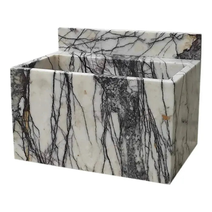 Turkish Marble Wall-Mount Bathroom Sink with Backsplash 16 x 24 x 12 by GobekDesign