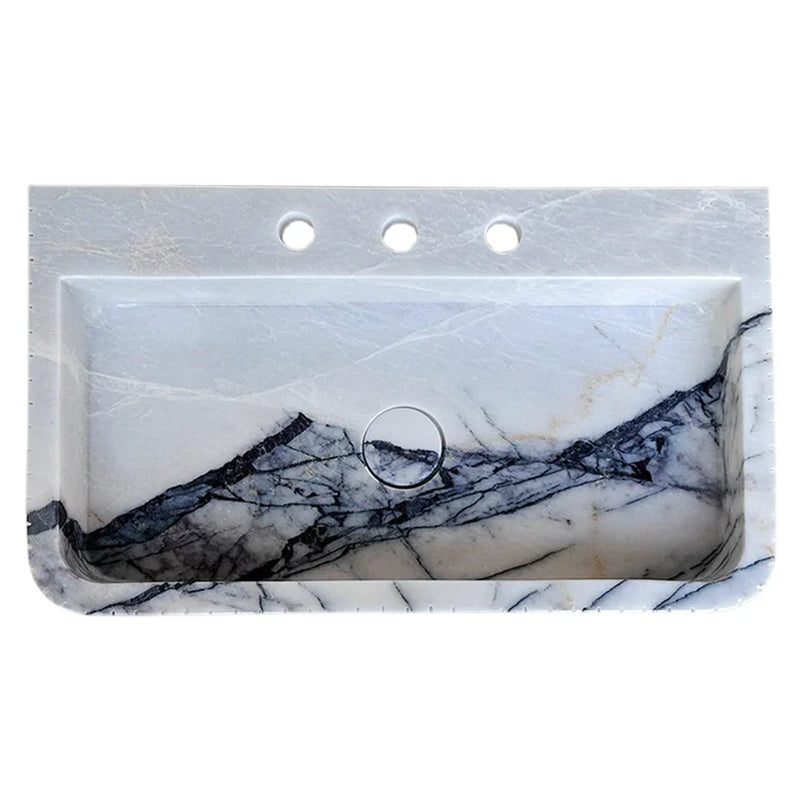 New York Marble Wall-mount Bathroom Sink Fluted Front and Edges (W)16" (L)28" (H)5" by GobekDesign