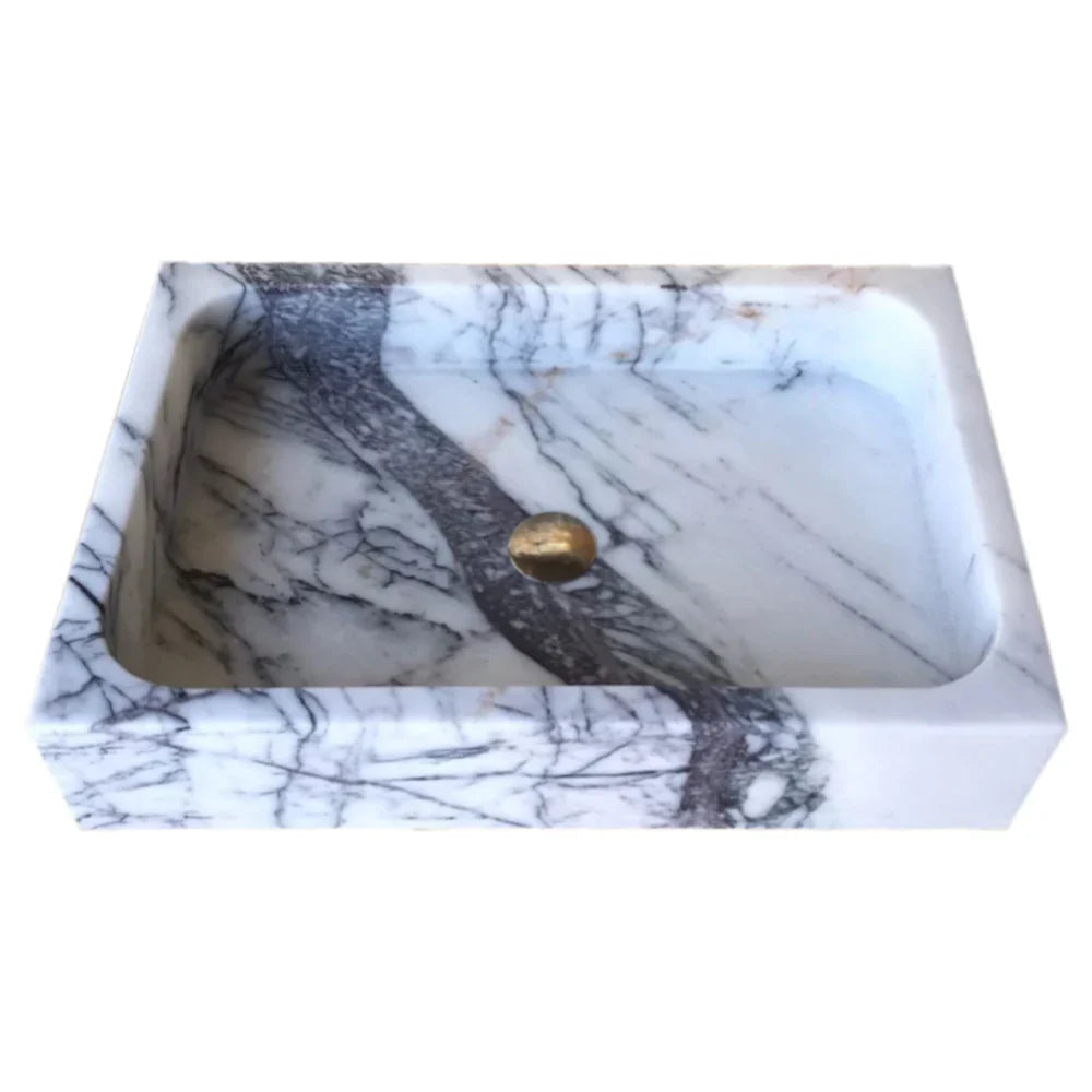 New York Marble Rectangular Wall-mount Bathroom Sink Polished (W)16" (L)24" (H)5" by GobekDesign
