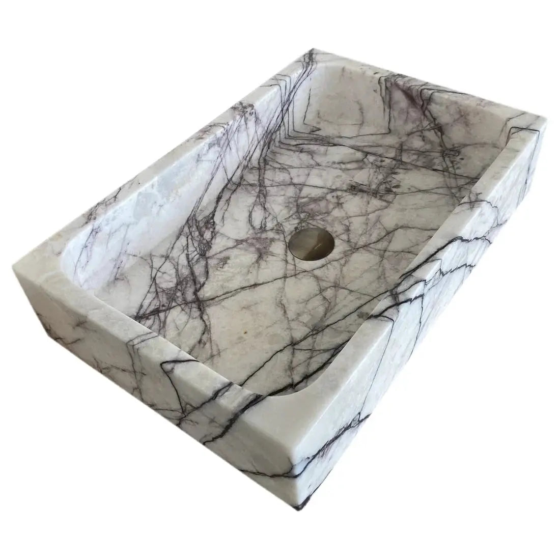 Turkish Marble Rectangular Wall-mount Bathroom Sink - Polished 16x24x5 by GobekDesign