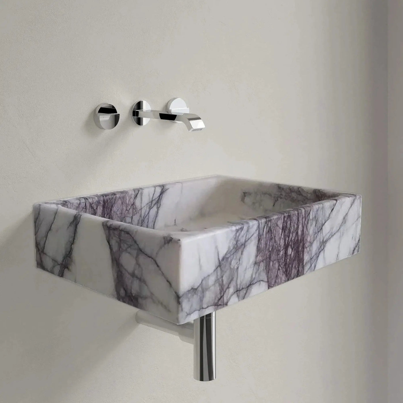 Turkish Marble Rectangular Wall-mount Bathroom Sink - Polished 16x24x5 by GobekDesign