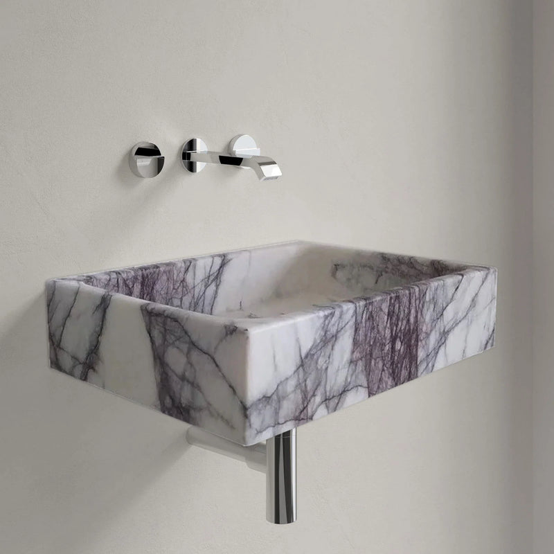 New York Marble Rectangular Wall-mount Bathroom Sink Polished (W)16" (L)24" (H)5" by GobekDesign