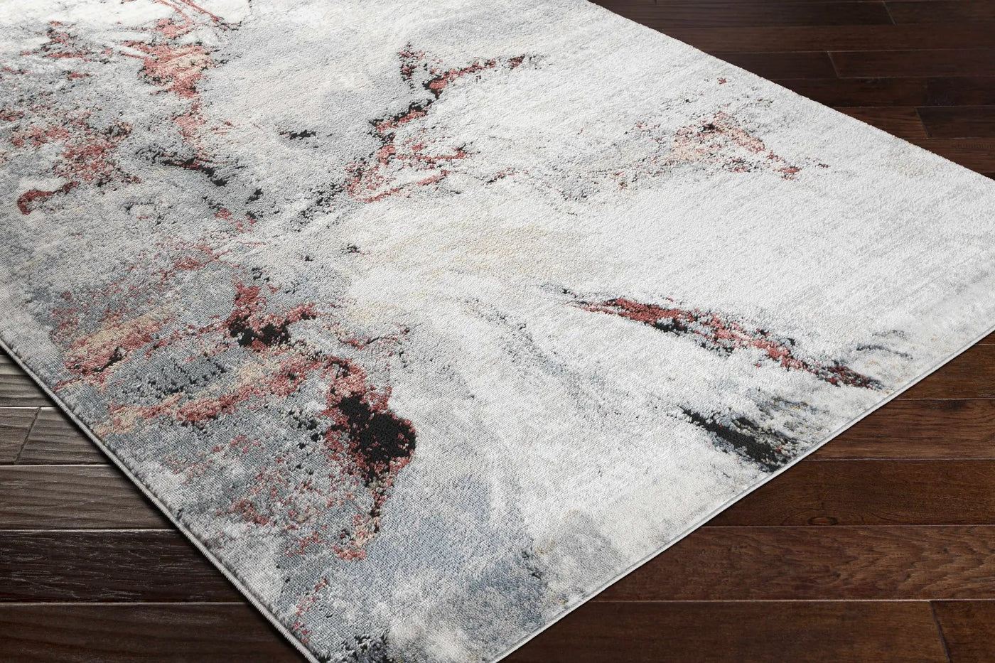 Kirkland Silver-Red Marble Rug by Boutique Rugs