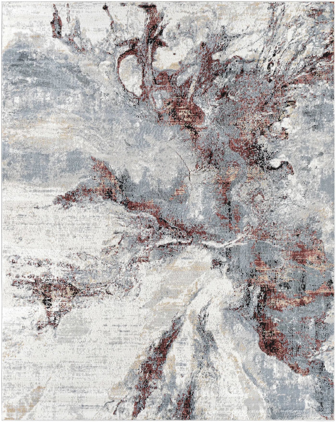 Kirkland Silver-Red Marble Rug by Boutique Rugs