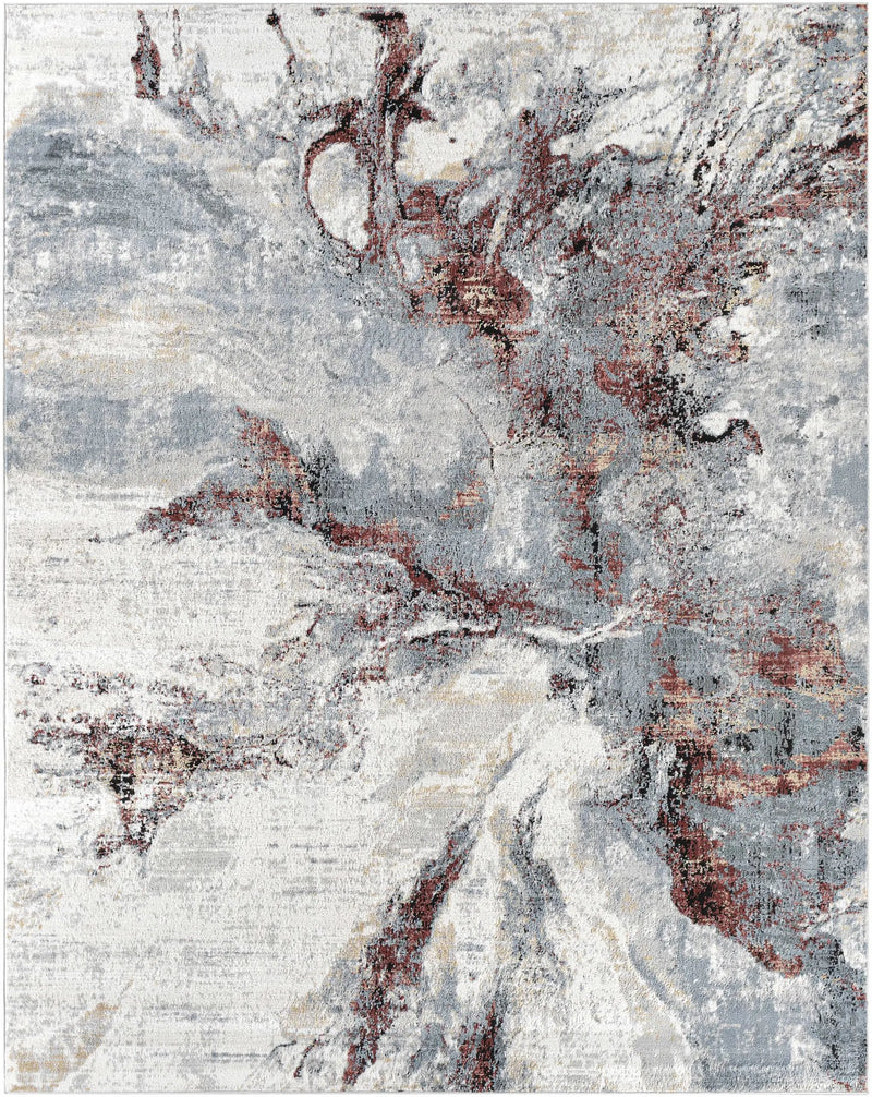 Kirkland Silver-Red Marble Rug by Boutique Rugs