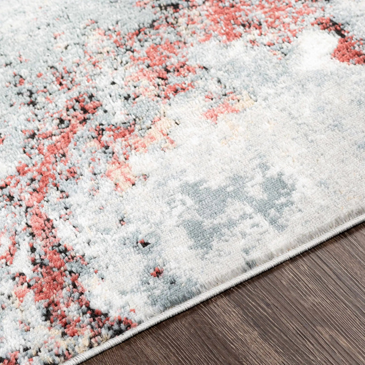 Kirkland Silver-Red Marble Rug by Boutique Rugs