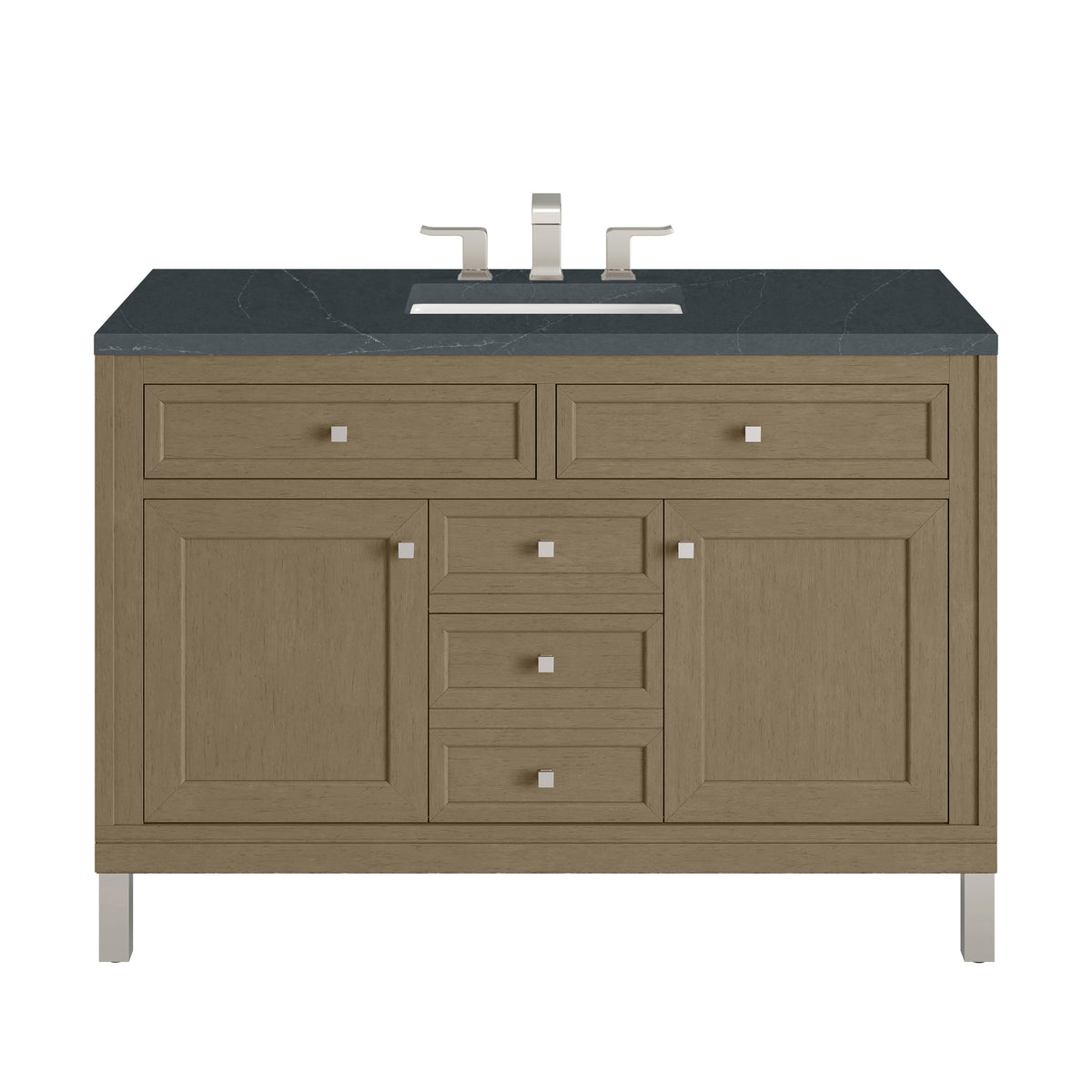 James Martin Chicago 48" Single Bathroom Vanity, Walnut Whisper with Charcoal Soapstone countertop