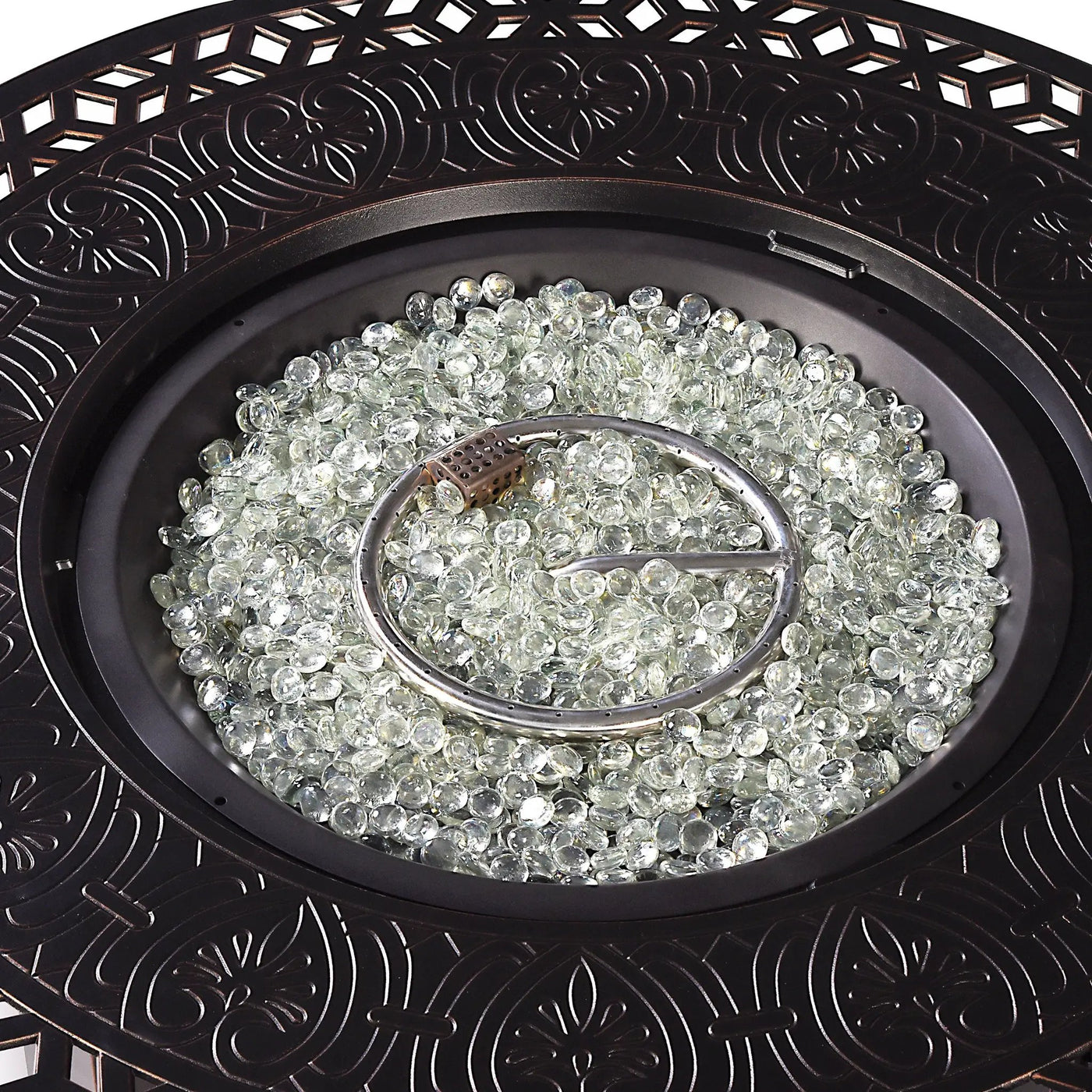 Aluminum 44-in Round Propane Fire Table with Beads, Covers and Lid by Sharicks