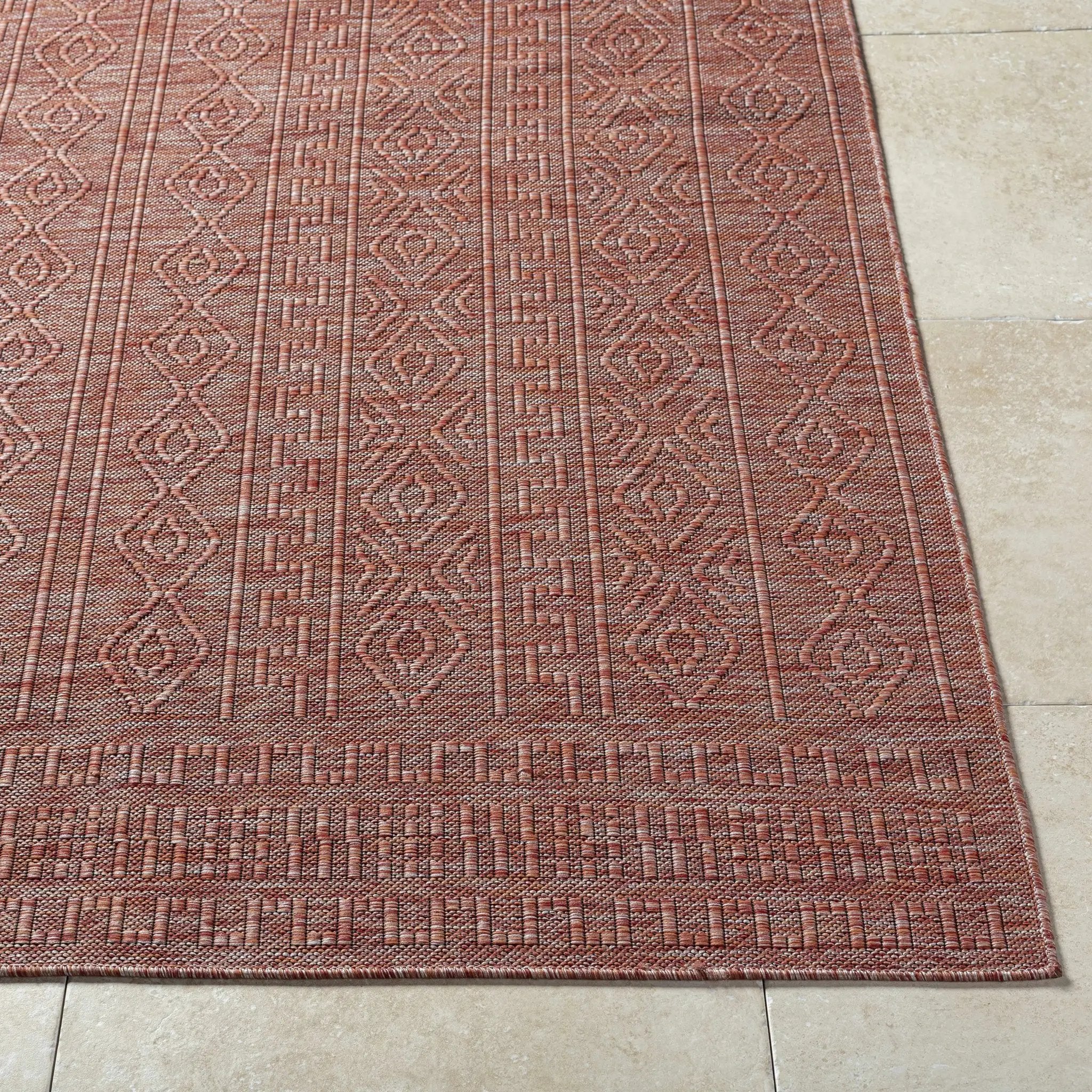 Nuela Burgundy Outdoor Area Rug - Clearance by Boutique Rugs